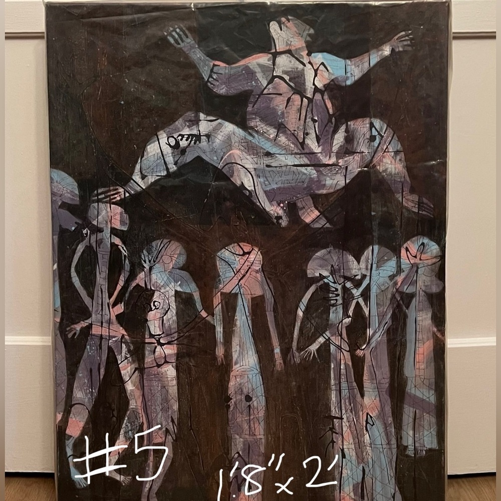 3 Acrylic On Canvas Paintings Wall Art By The Late Artist Marilyn Schmidt - Picture 3 of 3